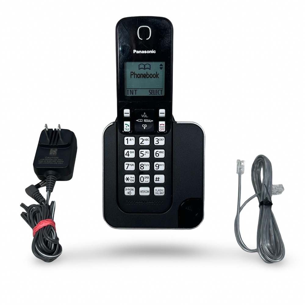 Panasonic KX-TGC350 DECT 6.0 Cordless Phone System Black with Base and Cables